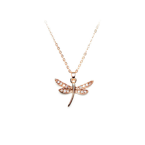 Love Lift Dragonfly Necklace Rose Gold
